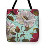 Paris Aqua Flowers II Tote Bag - Casual Bags