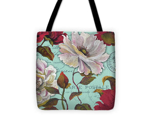 Paris Aqua Flowers II Tote Bag - Casual Bags