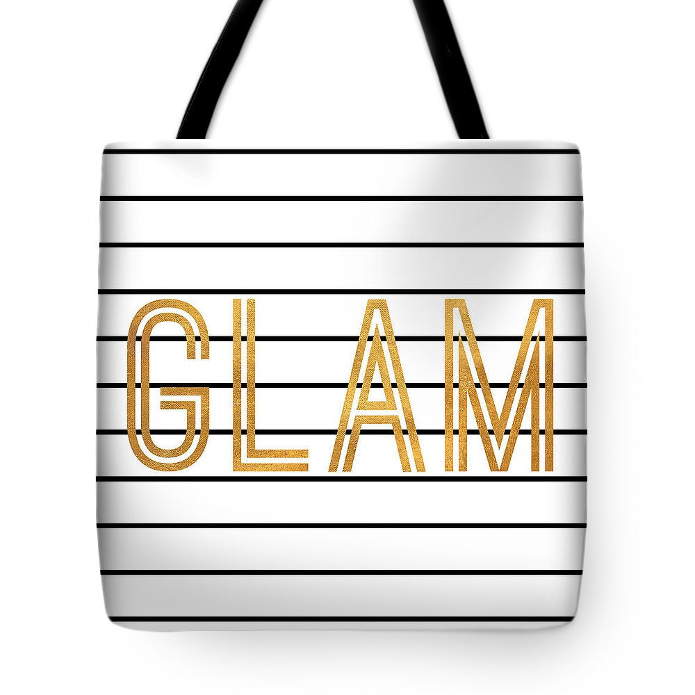 Glam Pinstripe Gold Tote Bag - Casual Bags