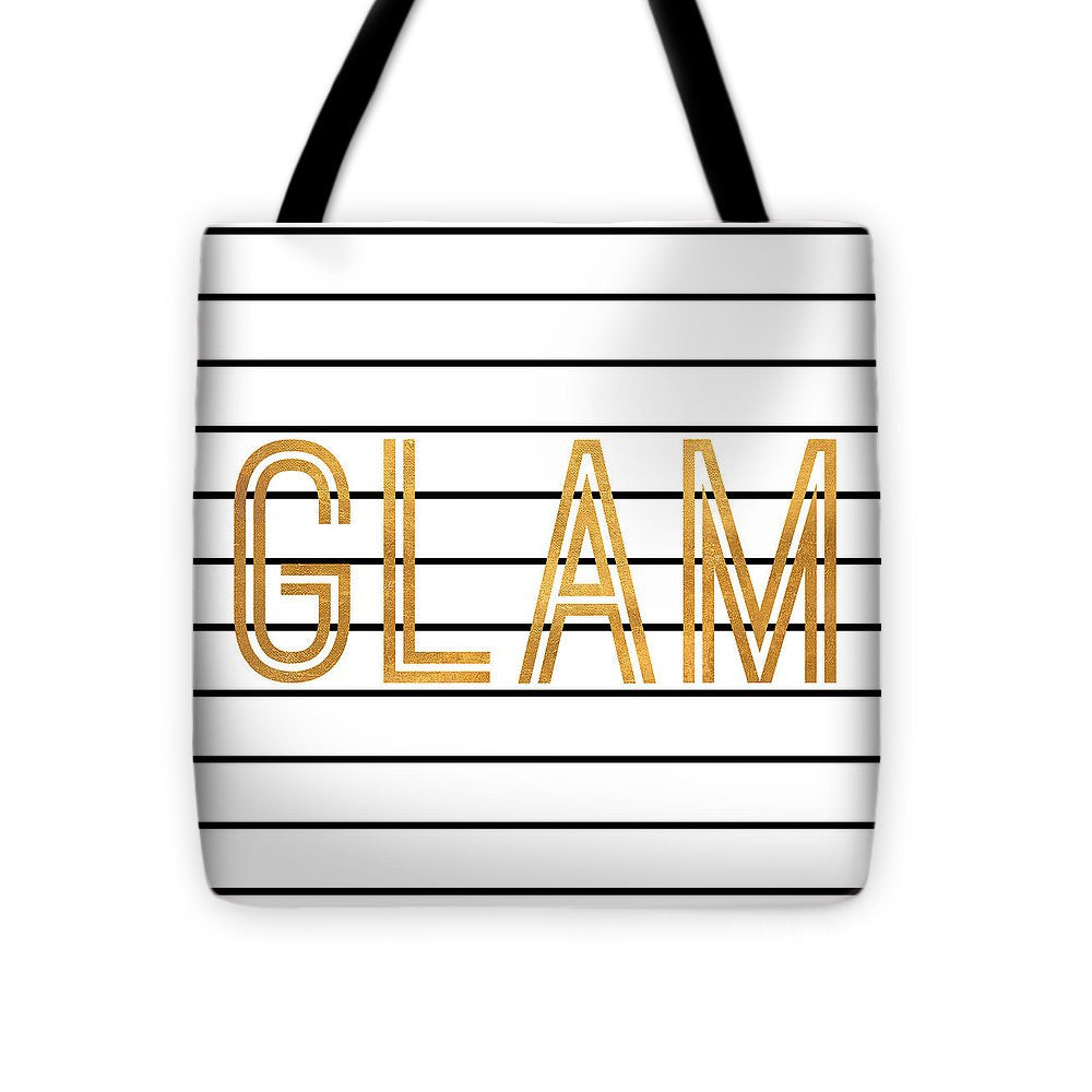 Glam Pinstripe Gold Tote Bag - Casual Bags