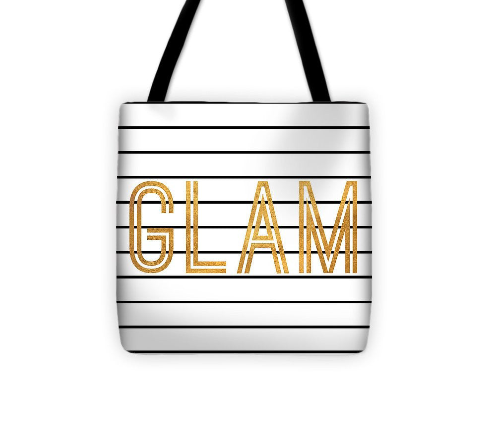 Glam Pinstripe Gold Tote Bag - Casual Bags