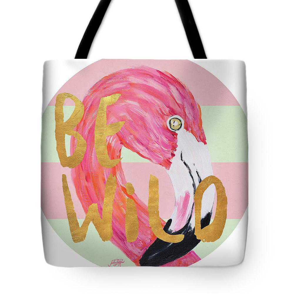 Flamingo On Stripes Round Tote Bag - Casual Bags