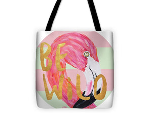 Flamingo On Stripes Round Tote Bag - Casual Bags