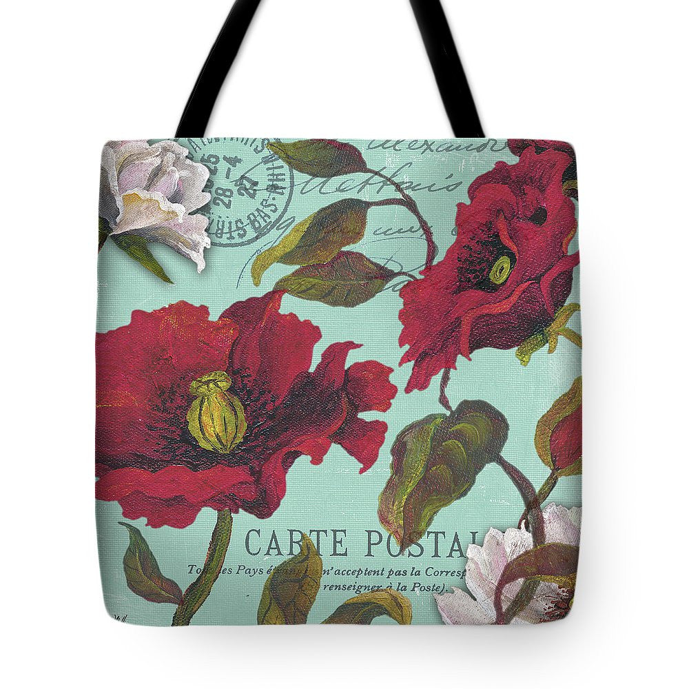 Paris Aqua Flowers I Tote Bag - Casual Bags