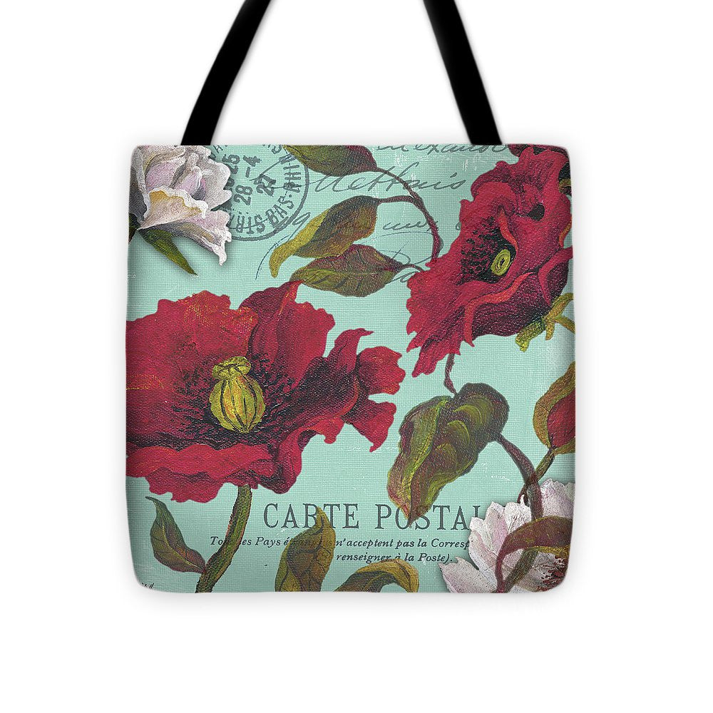 Paris Aqua Flowers I Tote Bag - Casual Bags